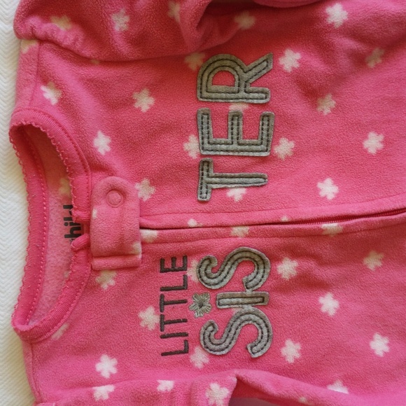 carter's little sister fleece 2-way zipper footie sleeper pajamas 3 months baby - Picture 2 of 6